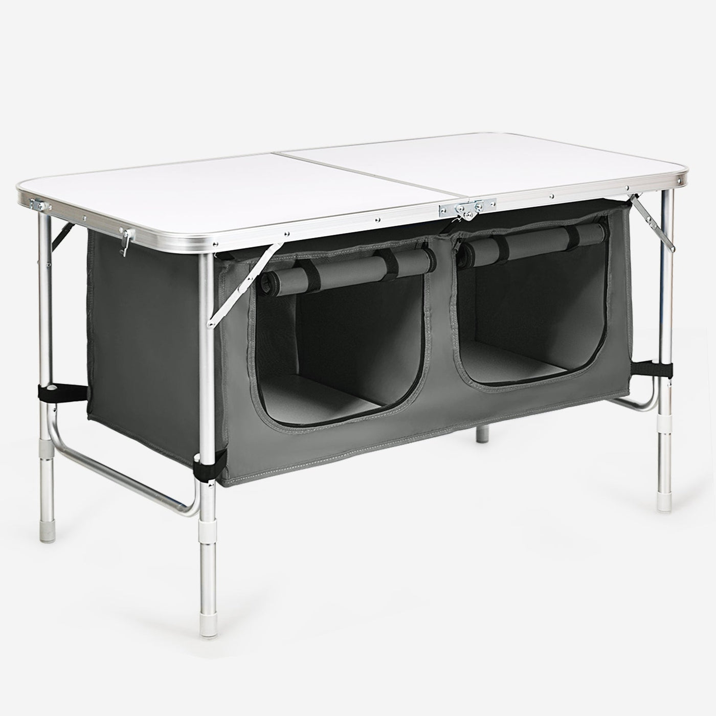 Height Adjustable Folding Camping Table-Gray