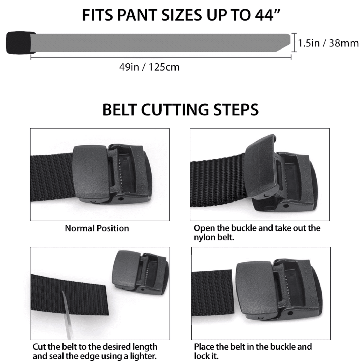 XGear Tactical Adjustable Nylon Belt with Plastic Buckle