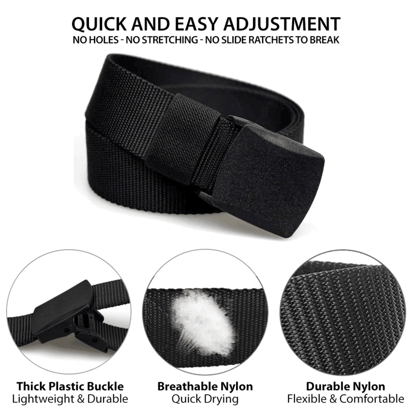 XGear Tactical Adjustable Nylon Belt with Plastic Buckle