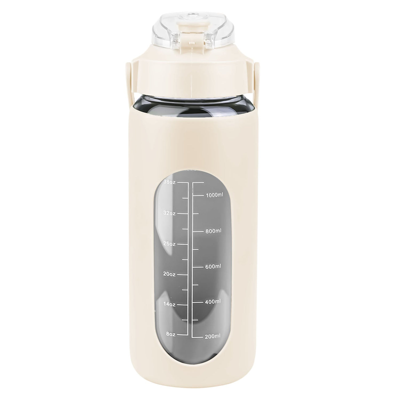 34Oz Glass Water Bottle Sports Water Bottle Motivational Water Bottle Water Intake Tracker Bottle with Straw Time Marker Silicone Sleeve Handle for Gy