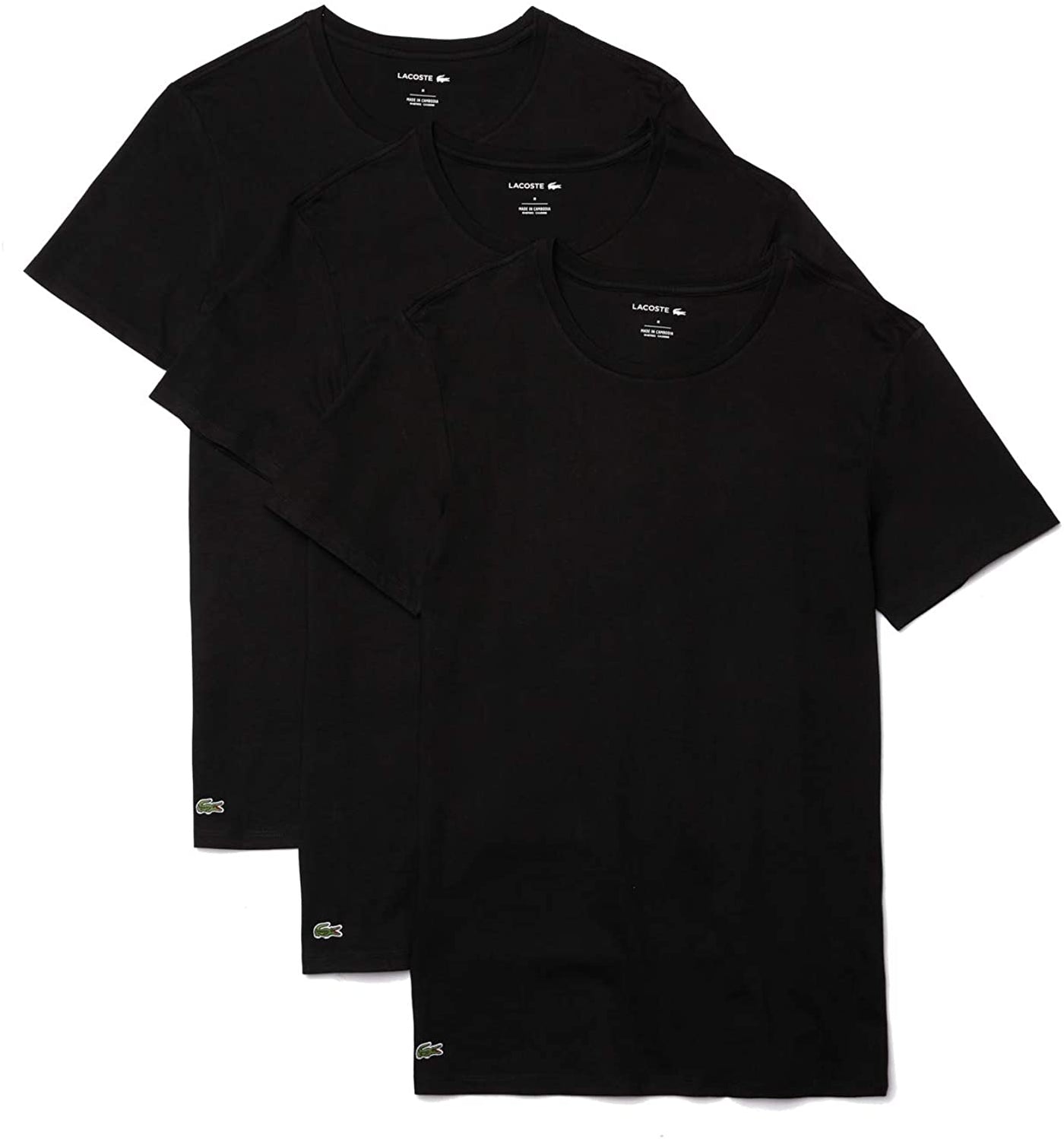 Lacoste Men's Essentials 3 Pack 100% Cotton Regular Fit Crew Neck T-Shirts