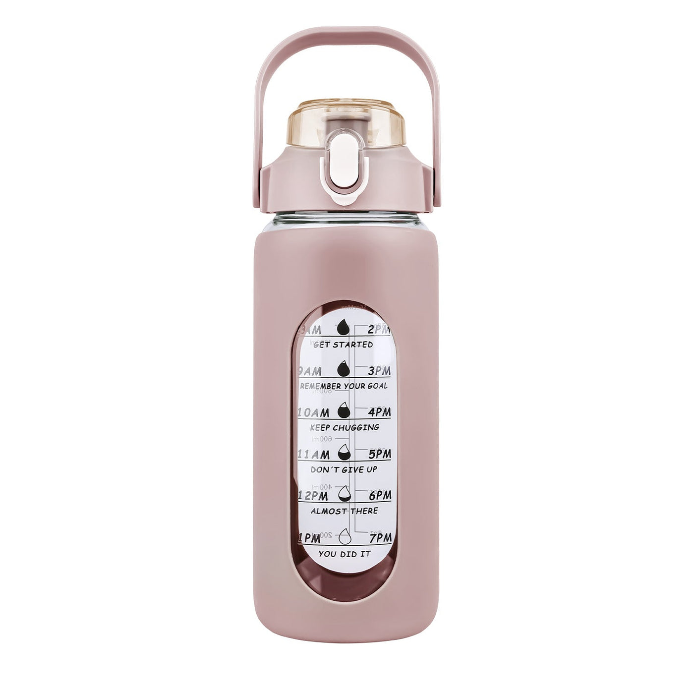 34Oz Glass Water Bottle Sports Water Bottle Motivational Water Bottle Water Intake Tracker Bottle with Straw Time Marker Silicone Sleeve Handle for Gy