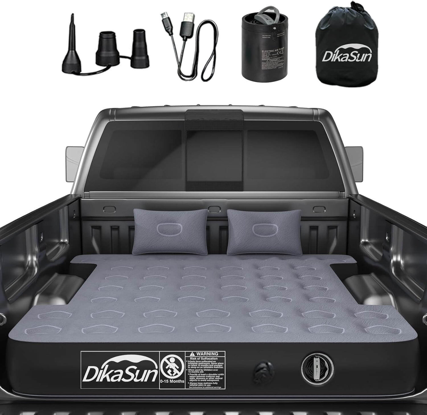 DikaSun 5.5-5.8ft Full Size Auto Inflate Truck Bed Air Mattress