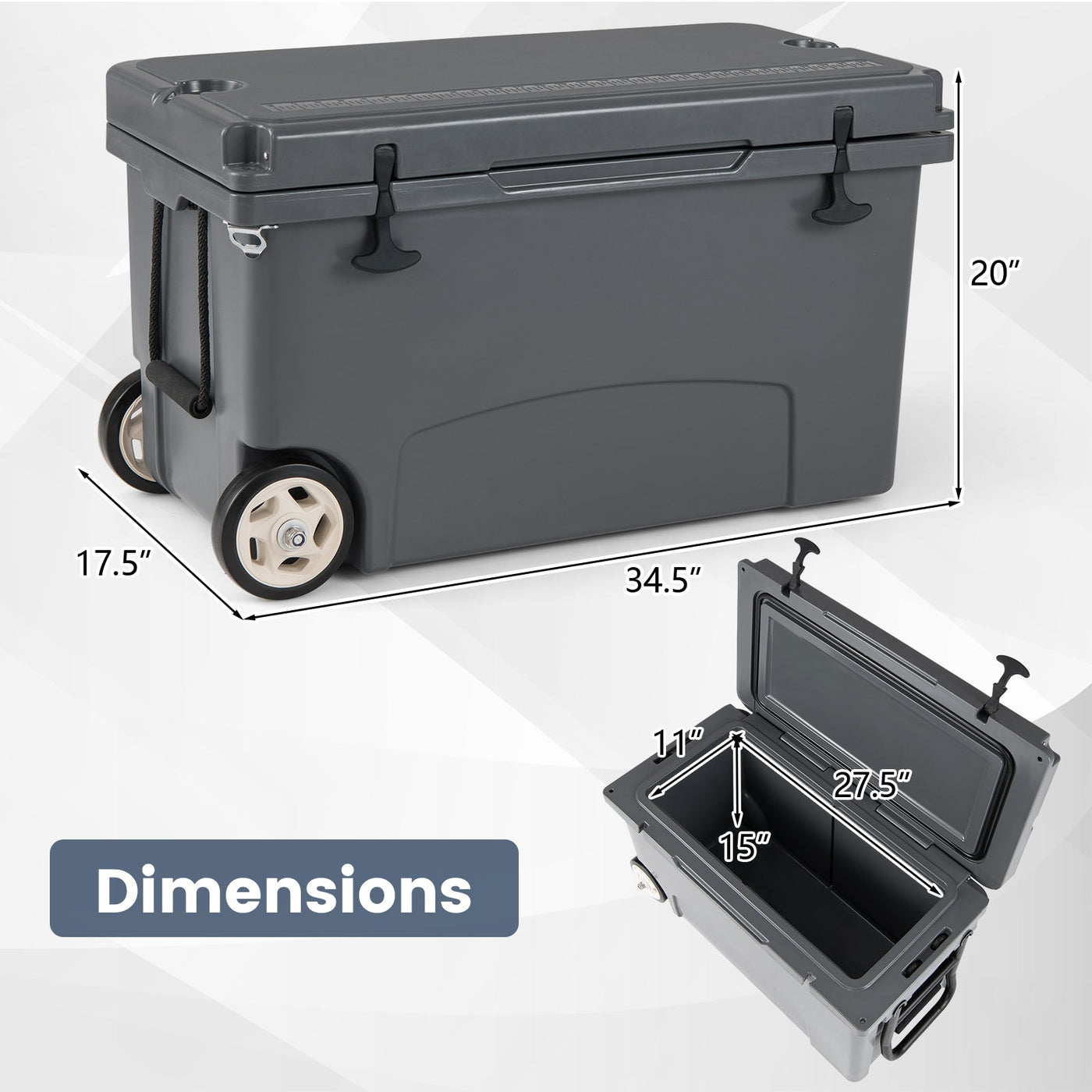 75 Quart Portable Hard Cooler with 6-Day Ice Retention and Wheels