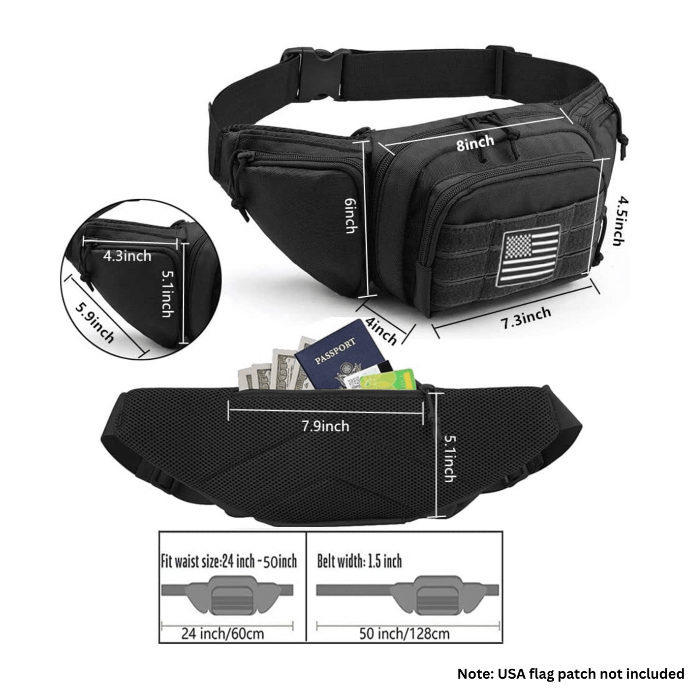 JupiterGear Tactical Military Fanny Pack Waist Bag & MOLLE EDC Pouch For Outdoor Activities