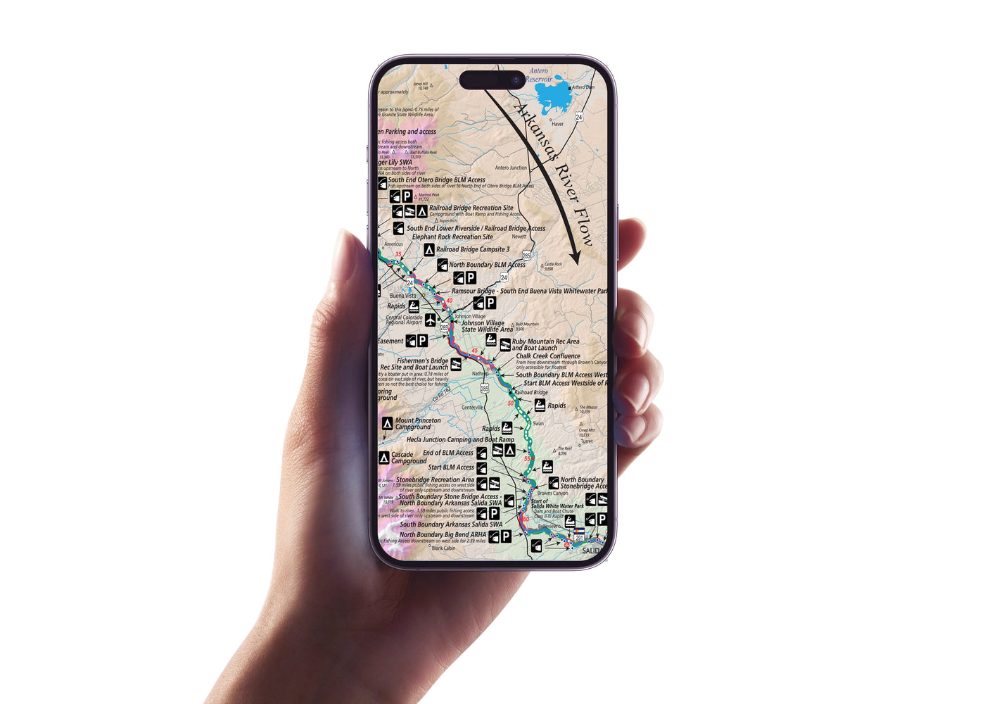 Arkansas River Colorado Mobile GPS Fishing Map