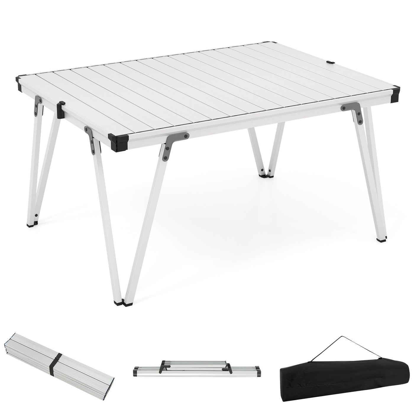 Folding Camping Table Picnic Table with Storage Bag and Waterproof Desktop