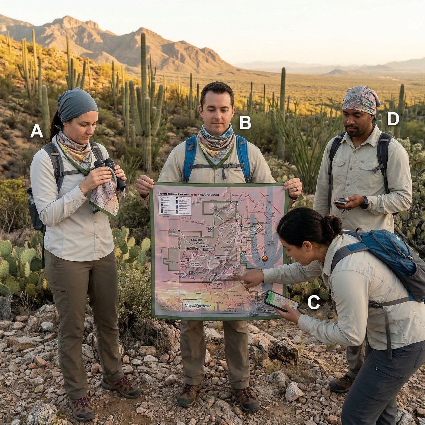 Saguaro National Park Handy Map Microfiber Cloth Bandana