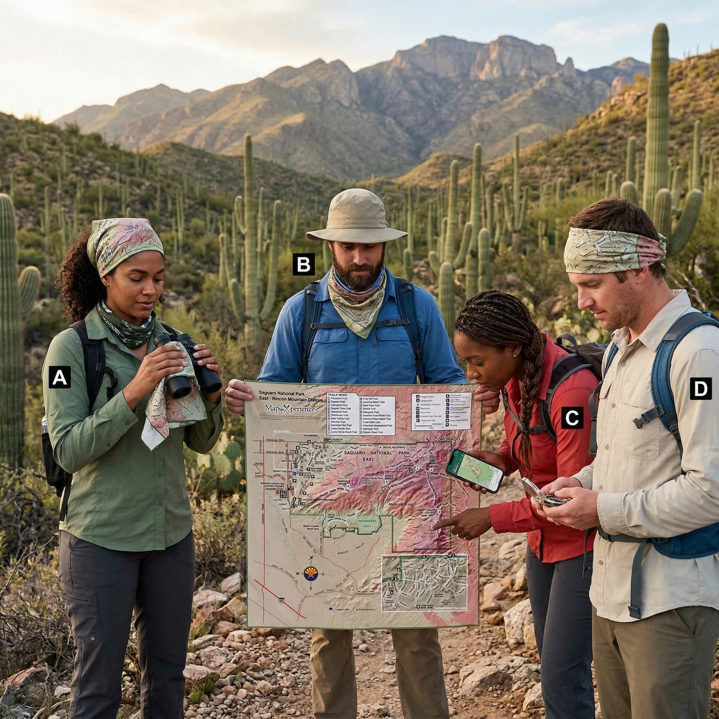 Saguaro National Park Handy Map Microfiber Cloth Bandana