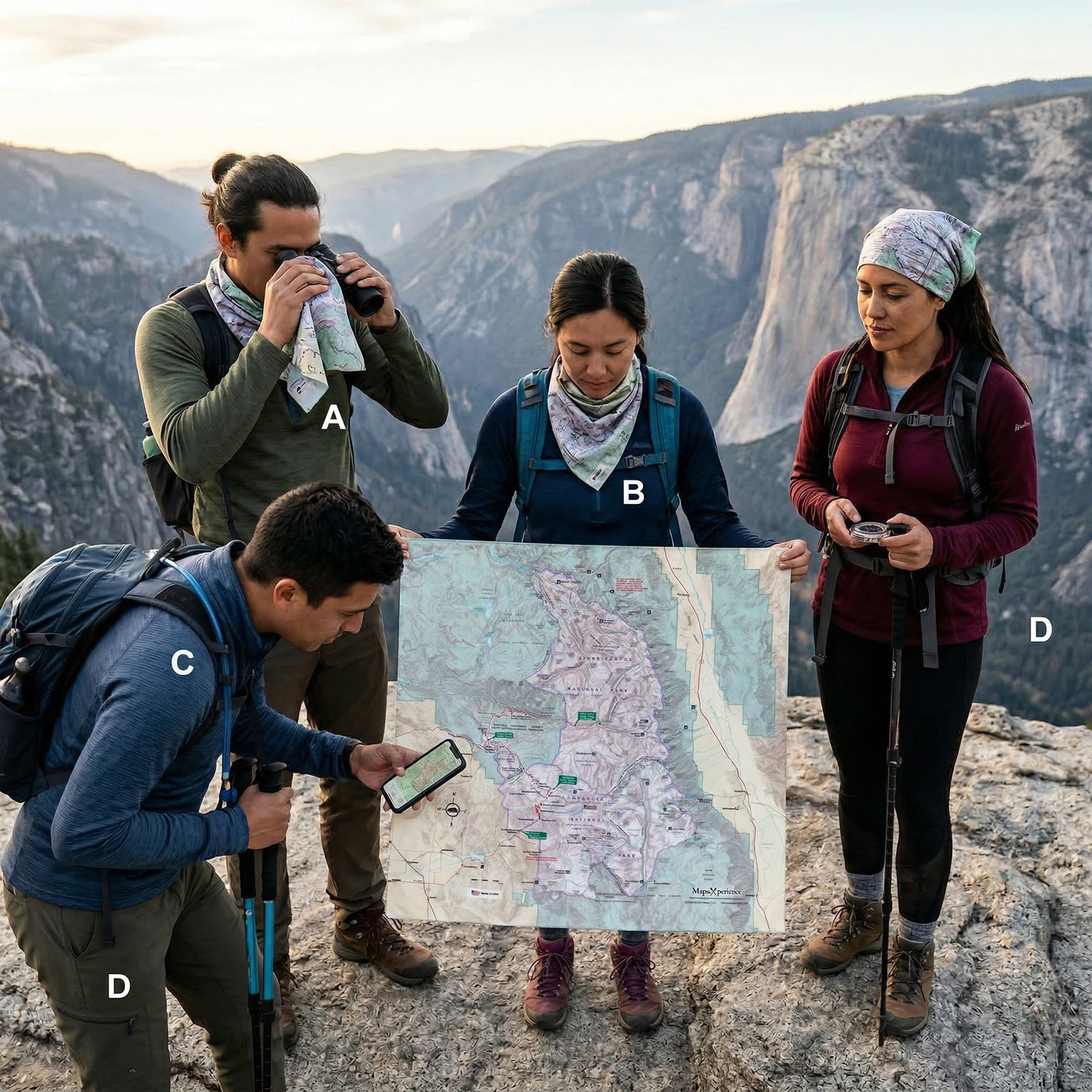 Sequoia National Park Handy Map Microfiber Cloth Bandana