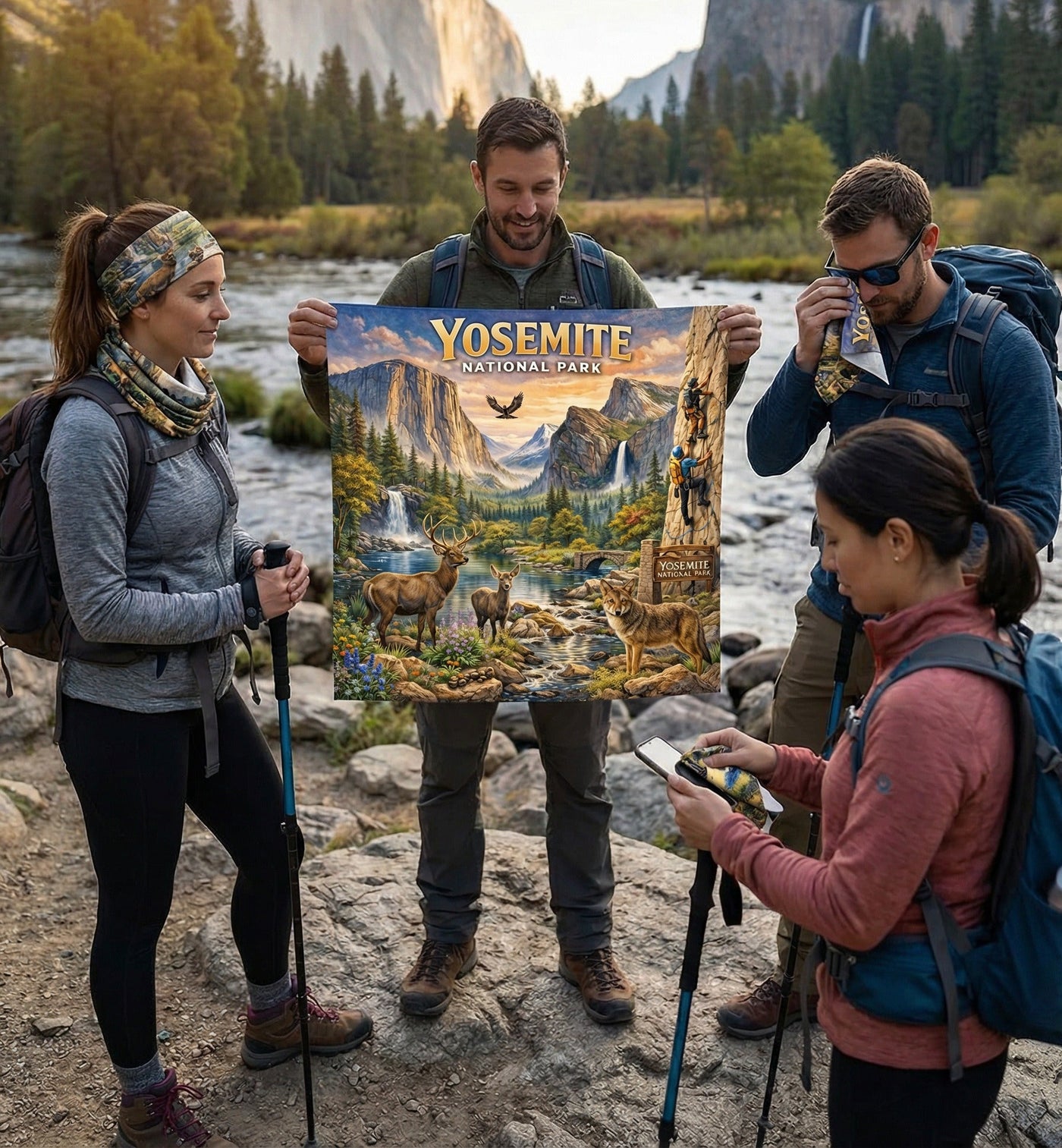 Yosemite National Park Handy Map Microfiber Cloth Bandana