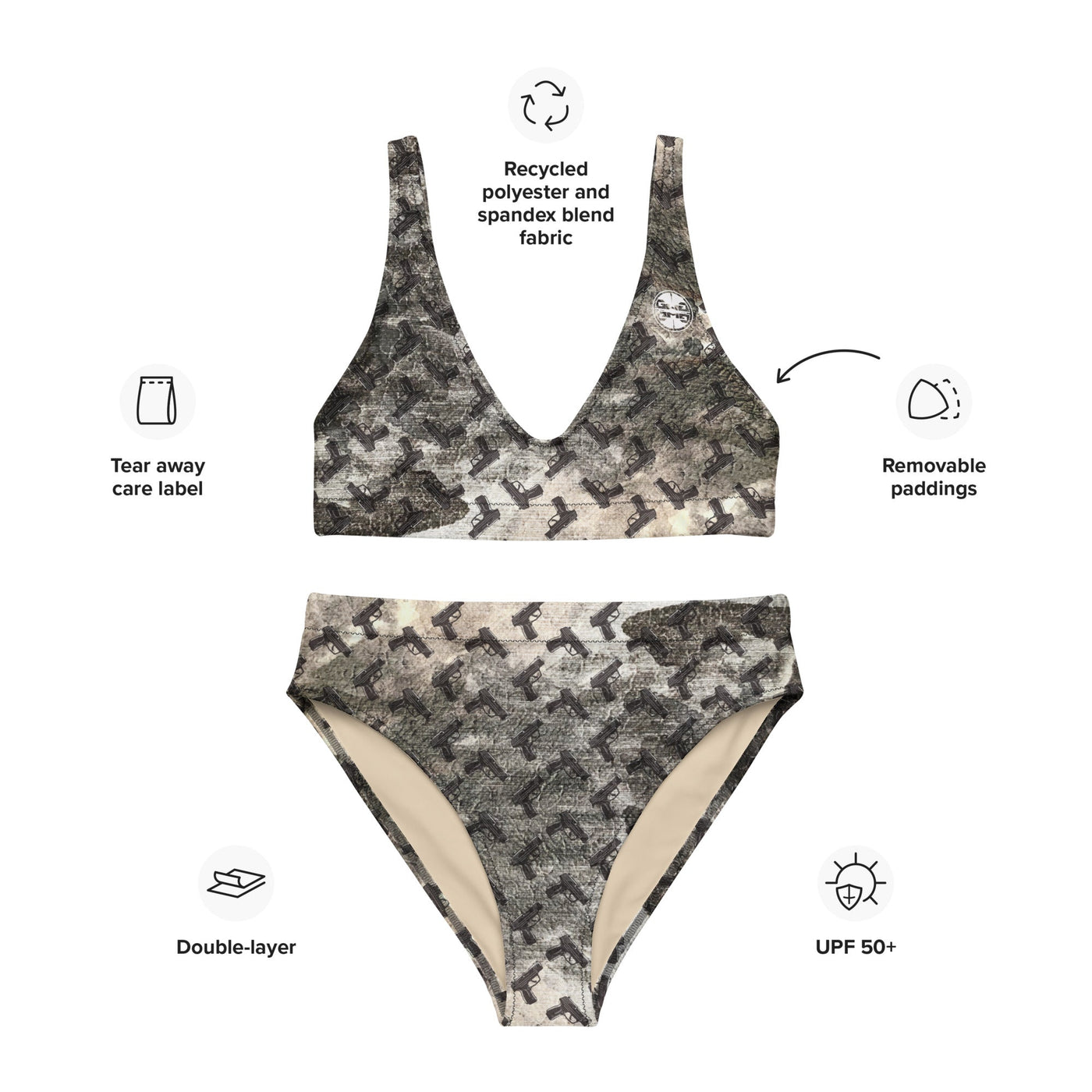Gunpowder Pistol Palooza High-Waisted Bikini Set