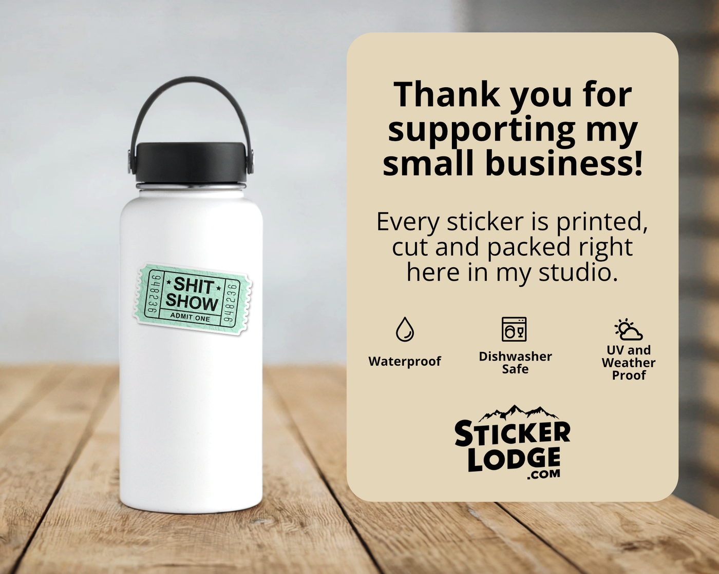 Shit Show Ticket Vinyl Sticker