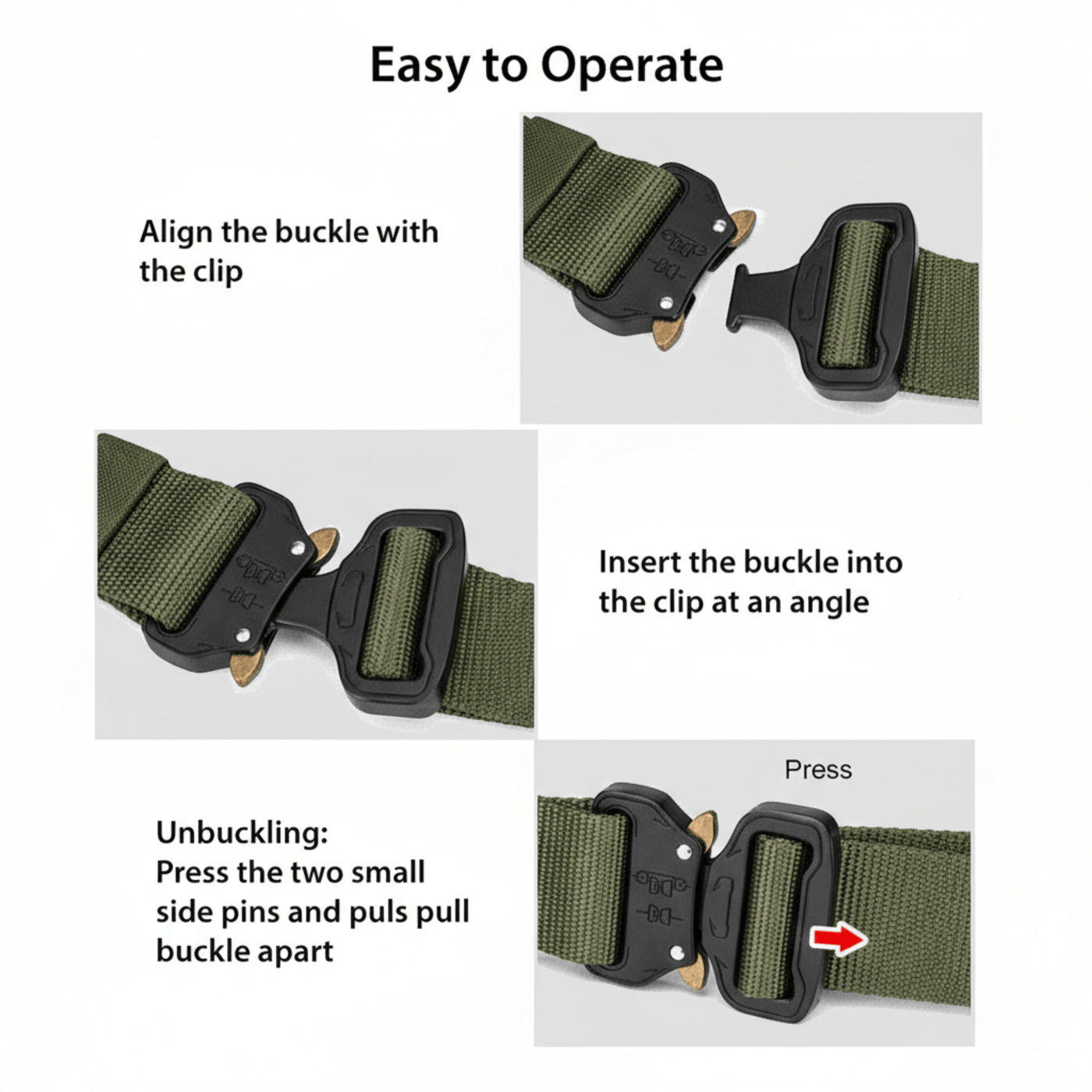 XGear Tactical Mens Tactical Belt Riggers Style with Buckle