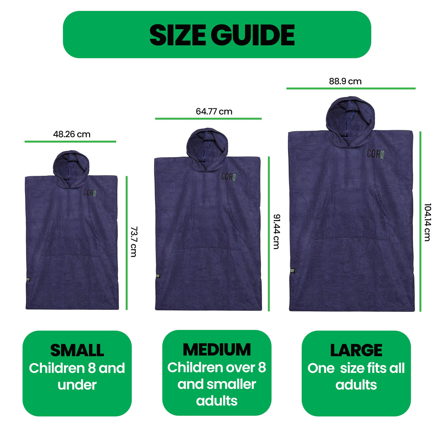 Changing Towel Poncho | Solid Colors | Medium and Large