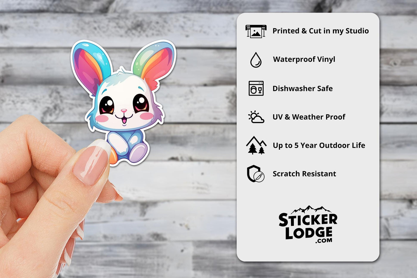 Kawaii Rainbow Bunny Vinyl Sticker