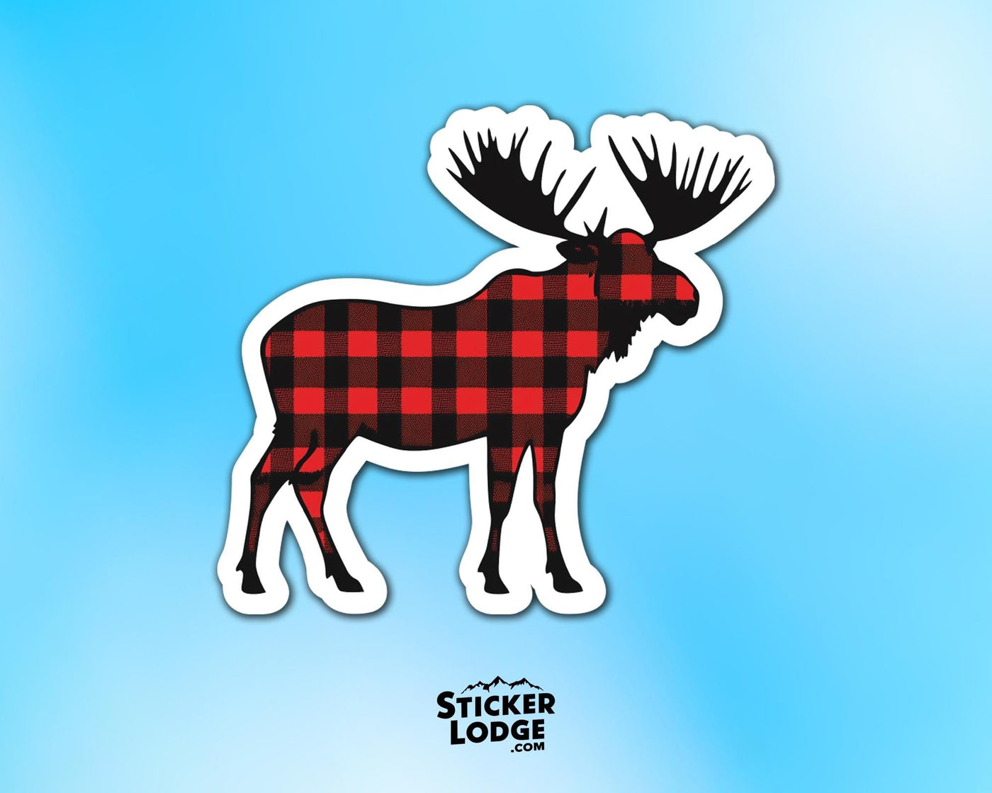 Buffalo Plaid Moose Vinyl Sticker