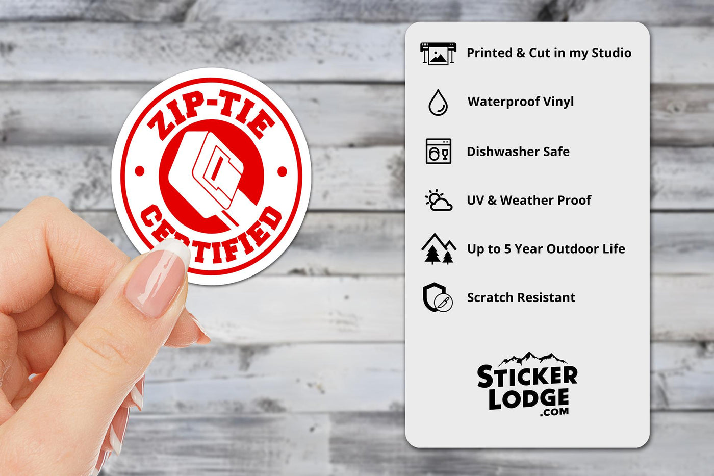 Zip Tie Certified Vinyl Sticker