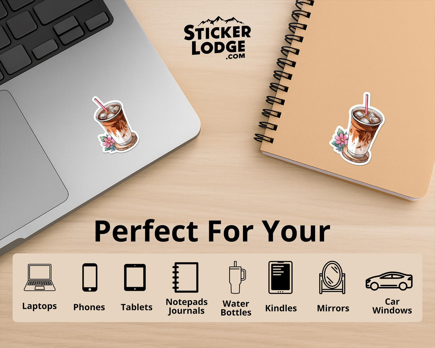 Watercolor Iced Coffee Vinyl Sticker