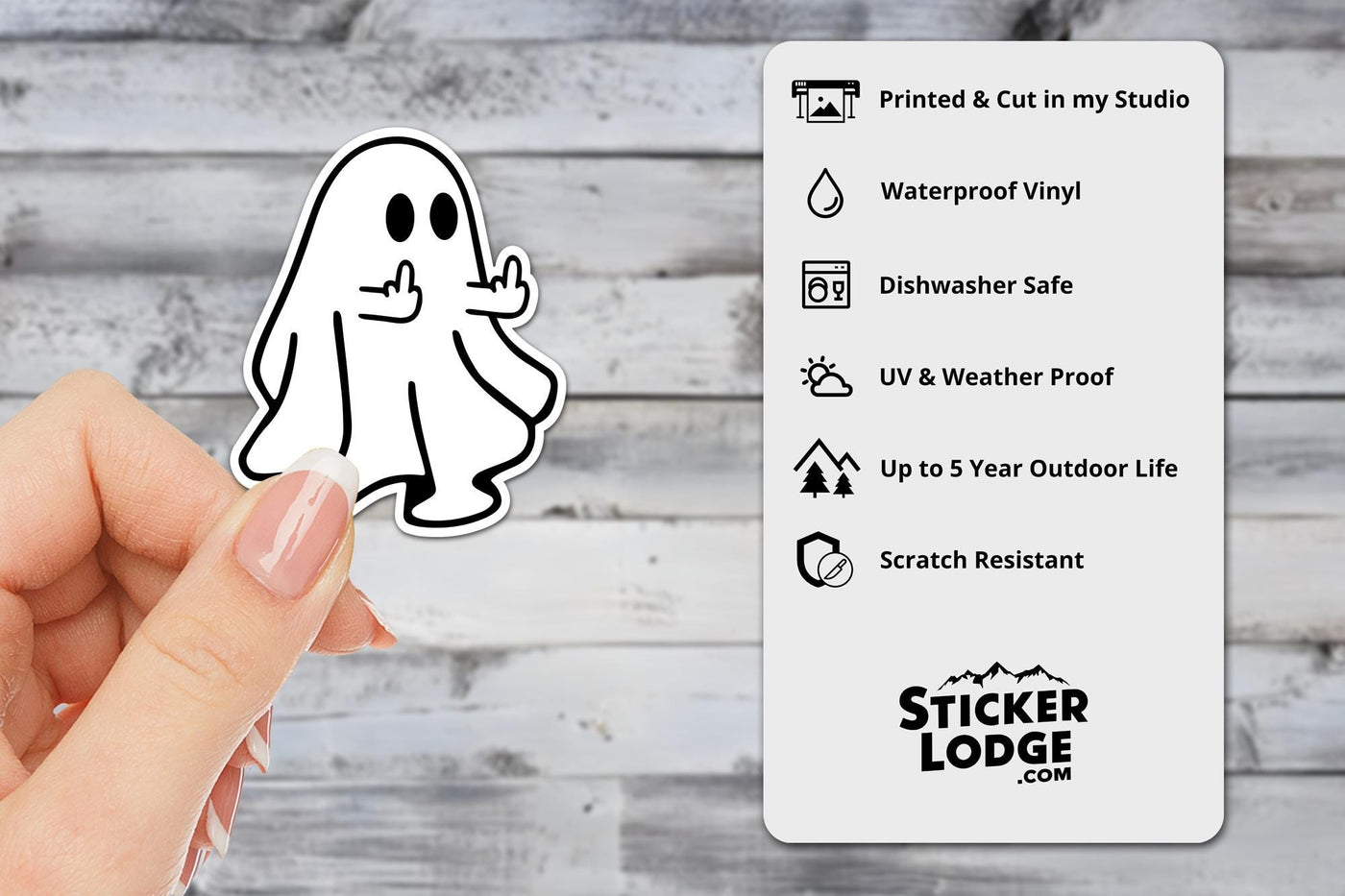 Middle Finger Ghost Vinyl Sticker