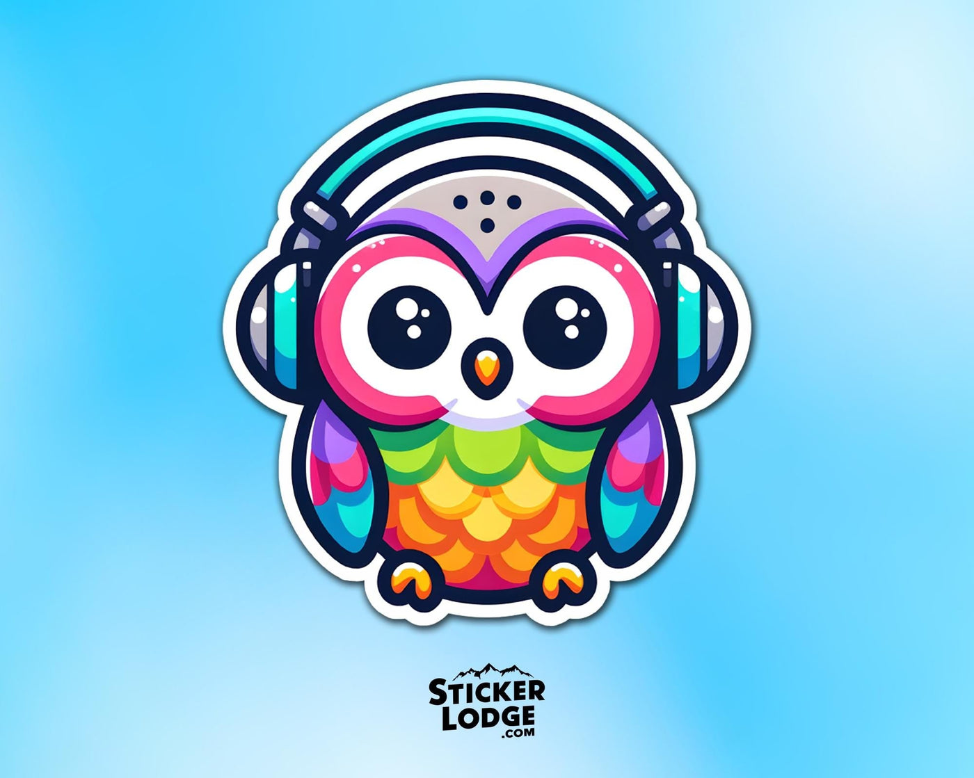 Kawaii Owl Headphones Vinyl Sticker