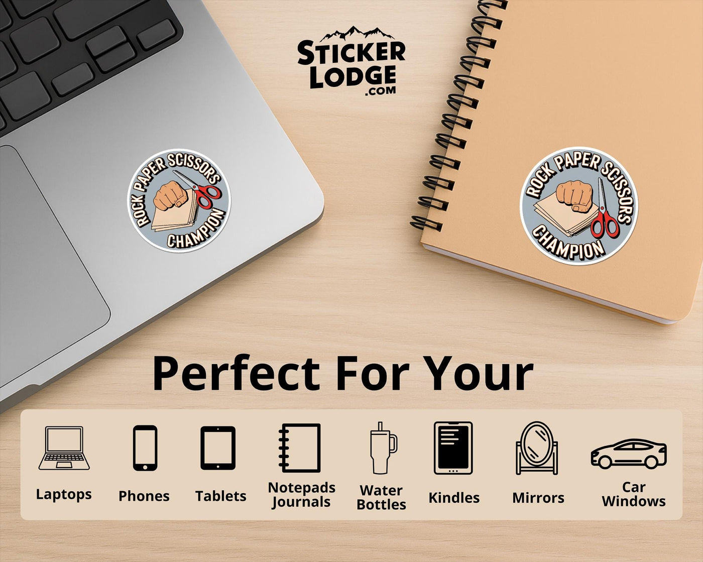 Rock Paper Scissors Champion Vinyl Sticker