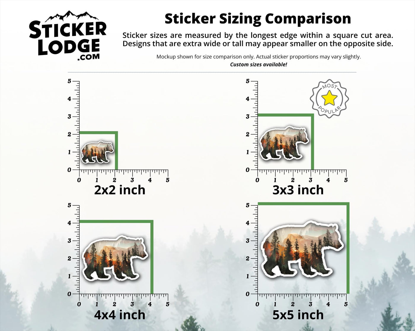 Bear and Forest Nature Silhouette Double Exposure Vinyl Sticker