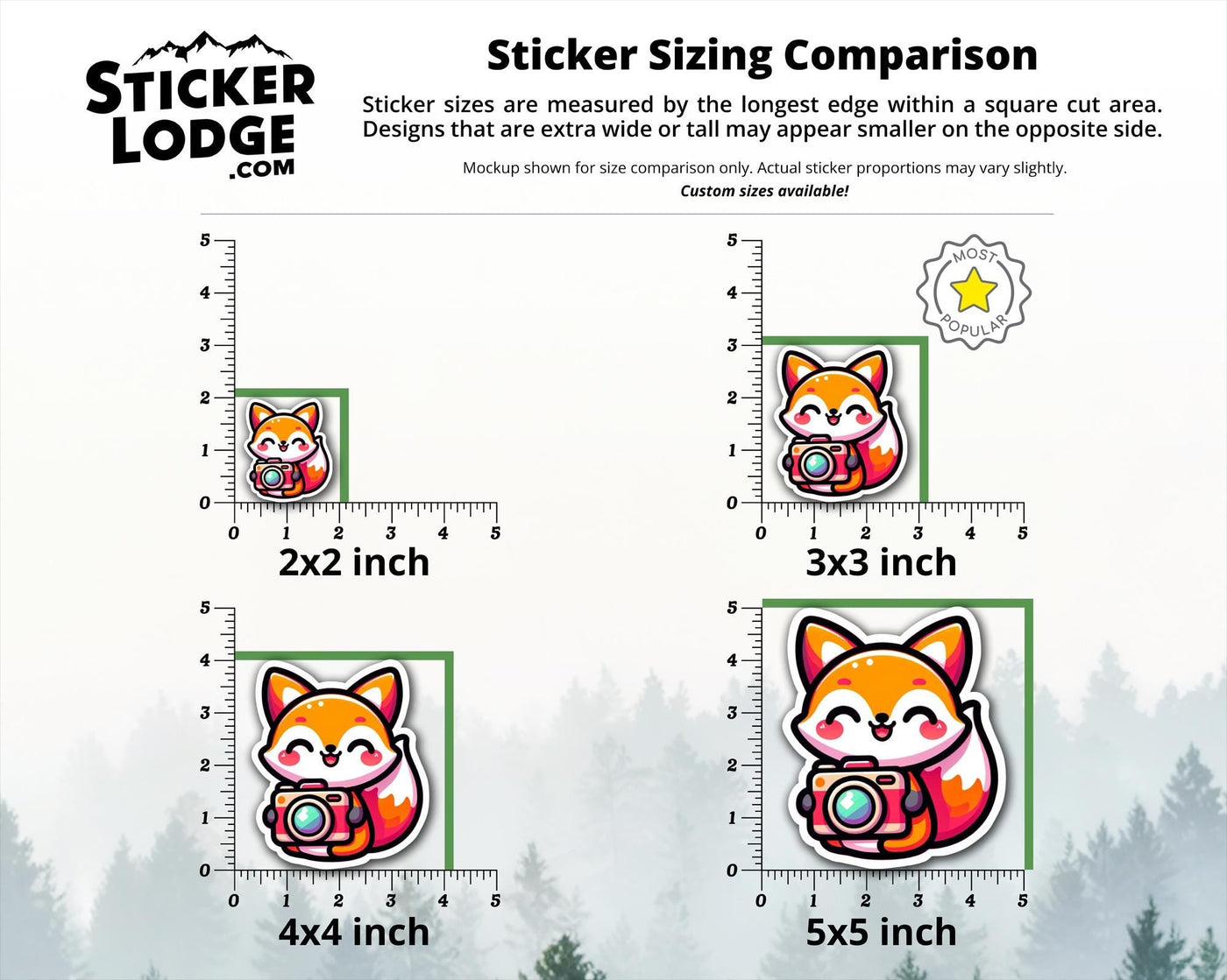Kawaii Fox Photographer Vinyl Sticker