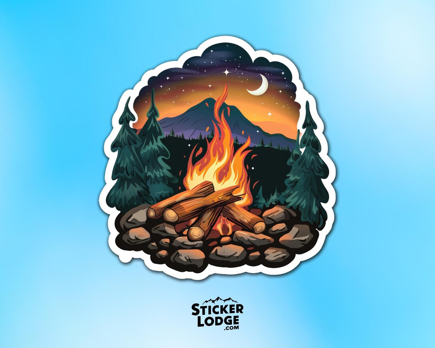 Campfire Under the Stars Vinyl Sticker