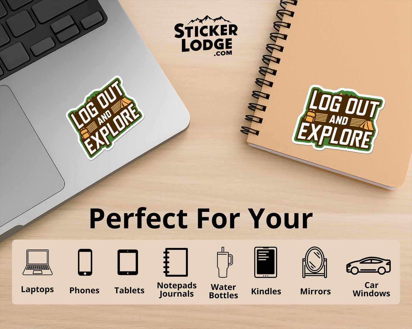 Log Out and Explore Vinyl Sticker