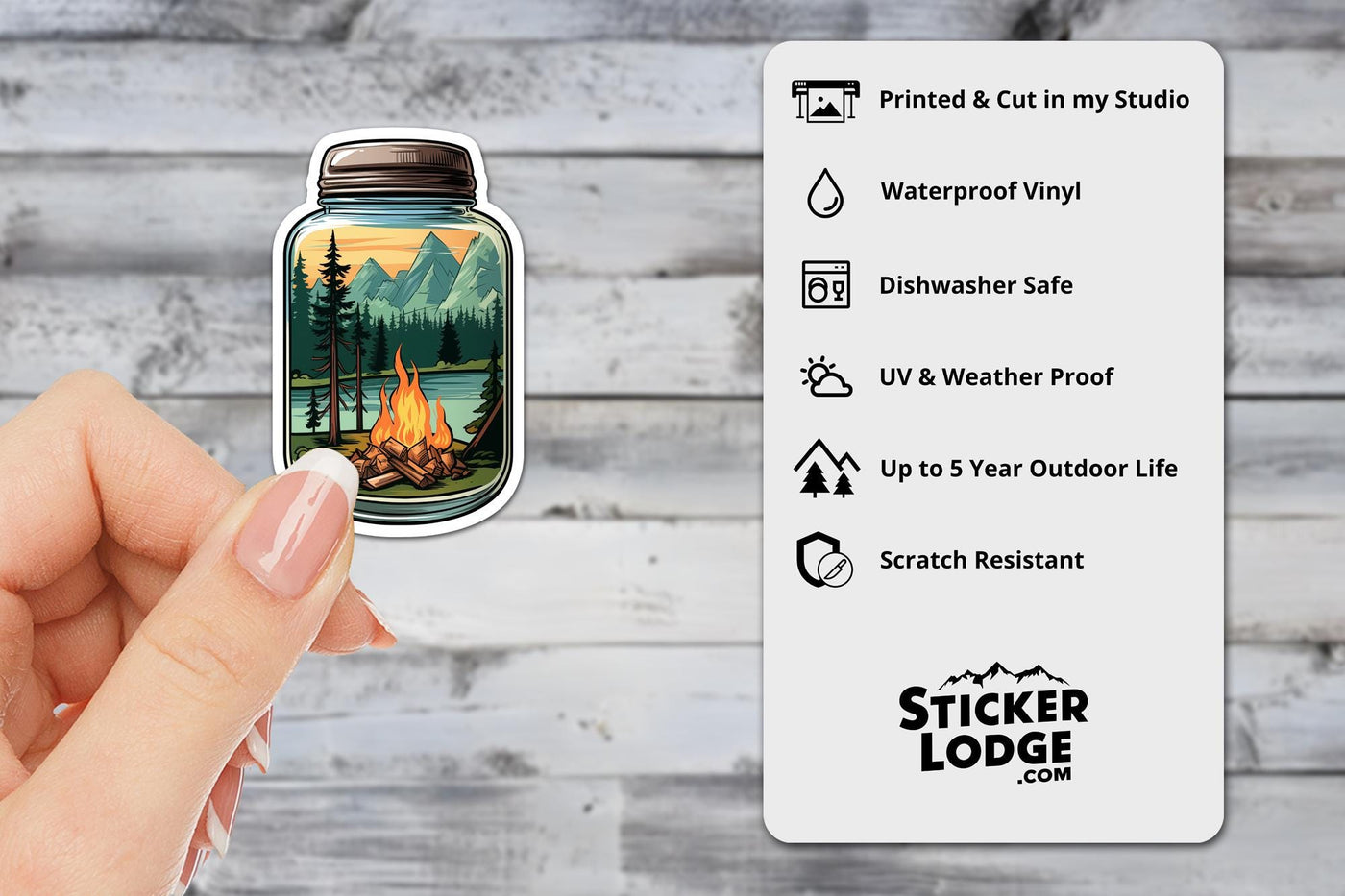 Campfire in a Jar Vinyl Sticker