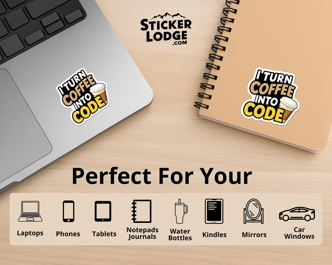 I Turn Coffee Into Code Vinyl Sticker