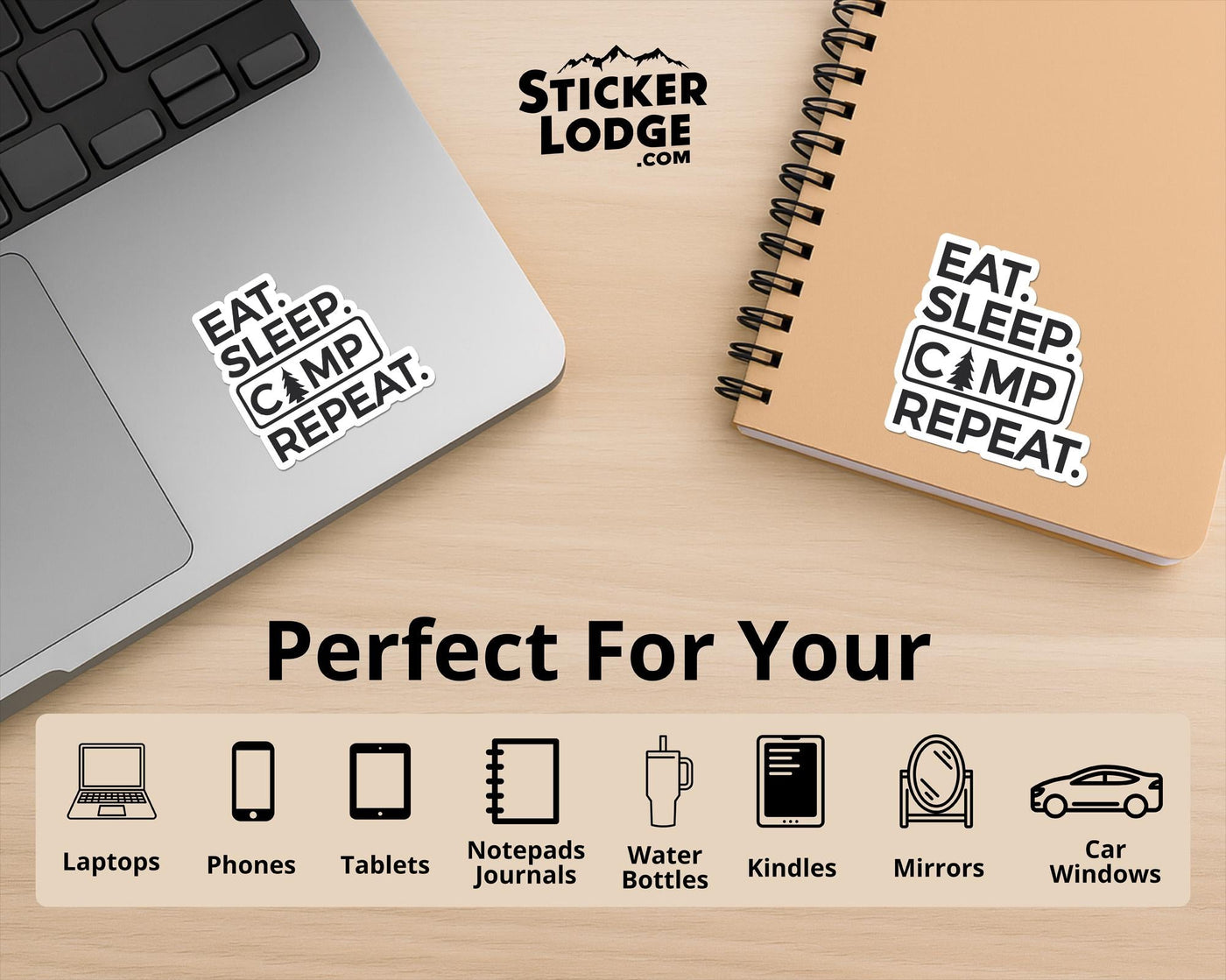 Eat Sleep Camp Repeat Vinyl Sticker