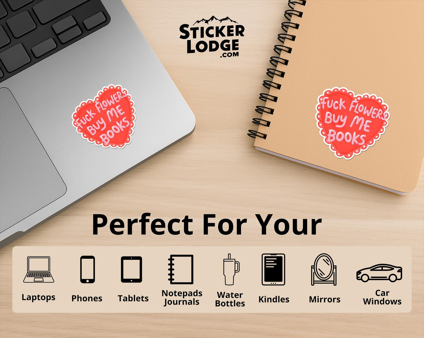 Fuck Flowers Buy Me Books Vinyl Sticker