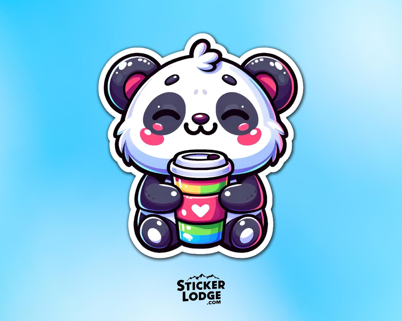 Kawaii Panda Bear Coffee Vinyl Sticker