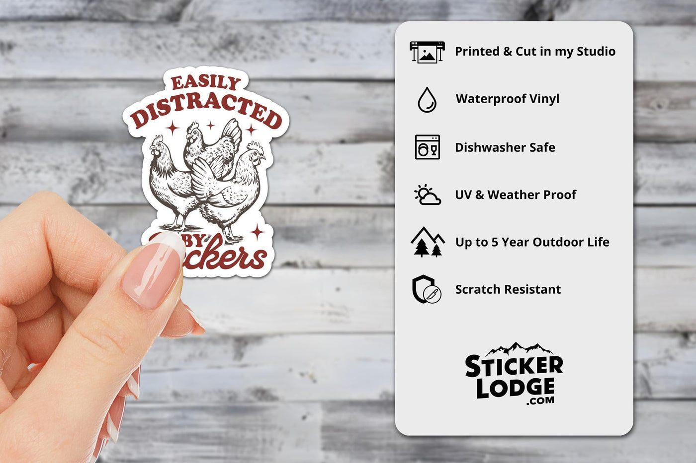 Easily Distracted by Peckers Vinyl Sticker