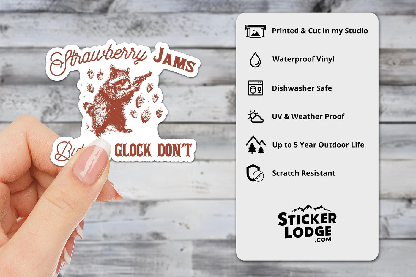 Strawberry Jams But My Glock Don't Vinyl Sticker