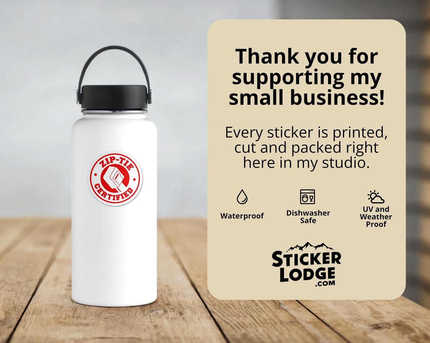 Zip Tie Certified Vinyl Sticker