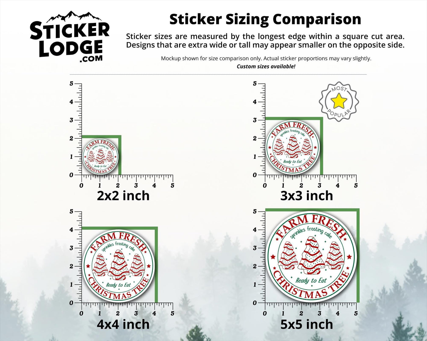 Farm Fresh Christmas Tree Cake Vinyl Sticker