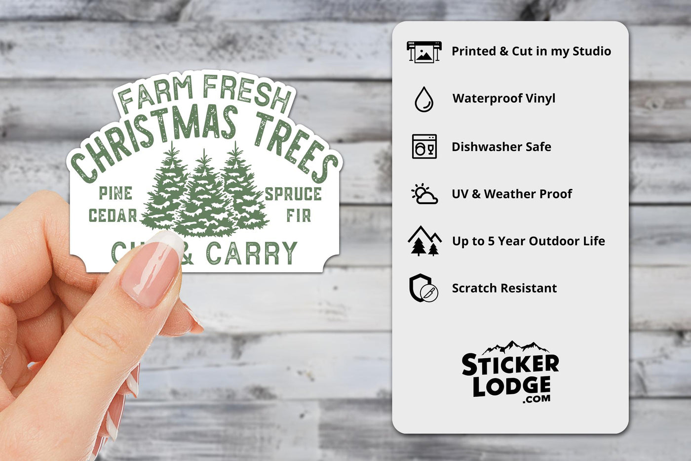 Farm Fresh Christmas Trees Vinyl Sticker