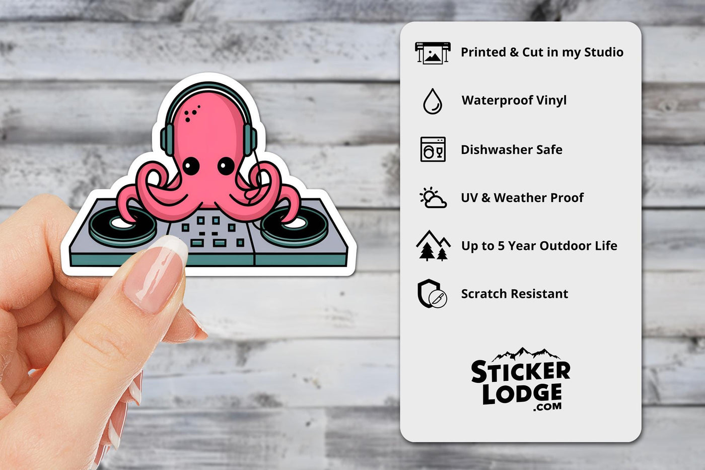DJ Octopus Vinyl Sticker