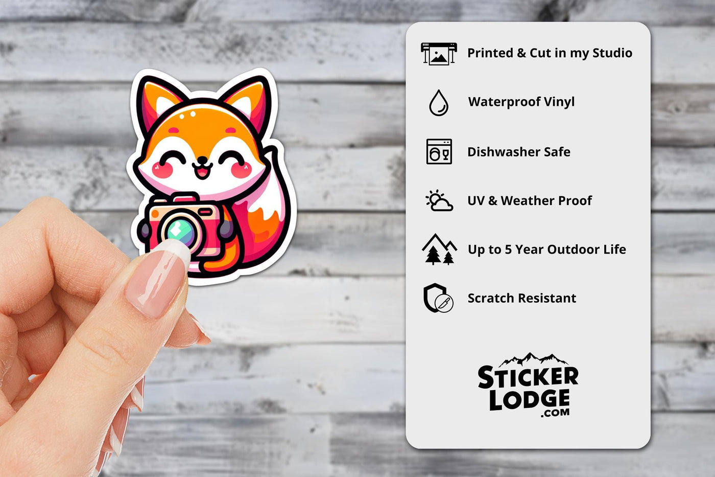 Kawaii Fox Photographer Vinyl Sticker