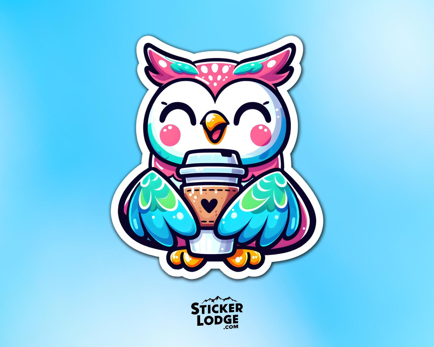 Kawaii Owl Coffee Vinyl Sticker