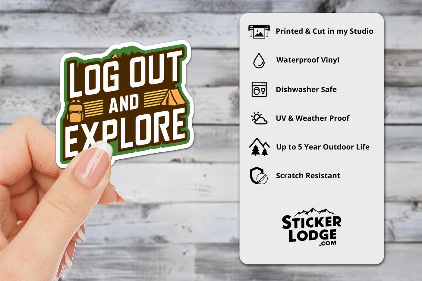 Log Out and Explore Vinyl Sticker