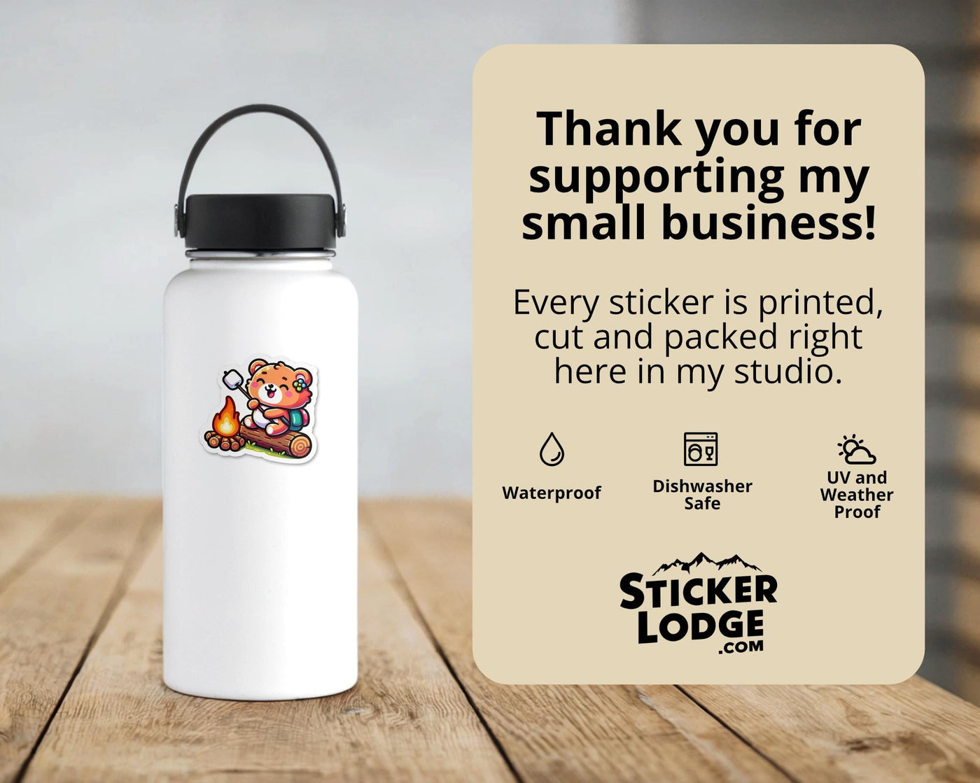 Happy Camper Kawaii Bear Vinyl Sticker