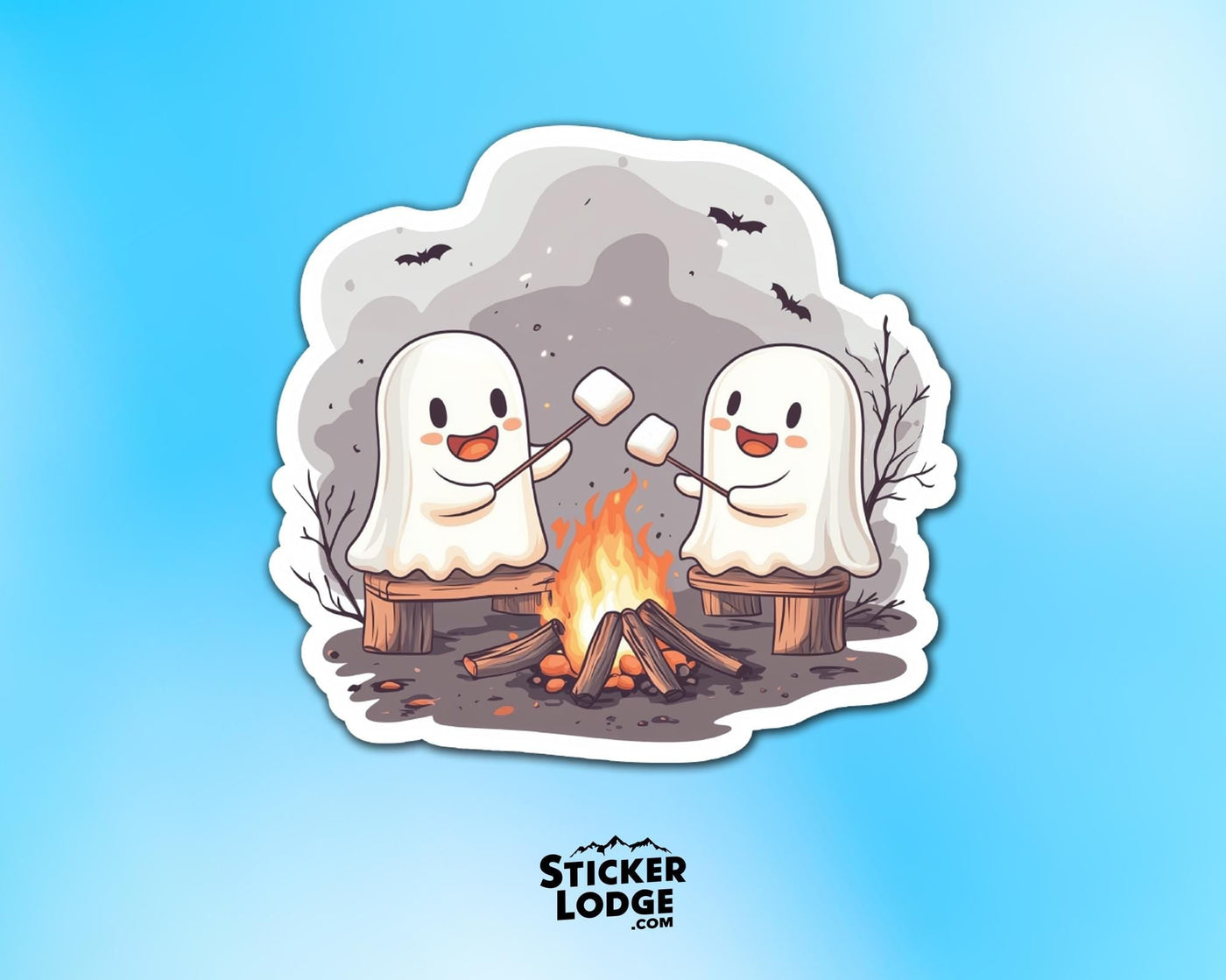 Halloween Ghost Campfire Vinyl Sticker