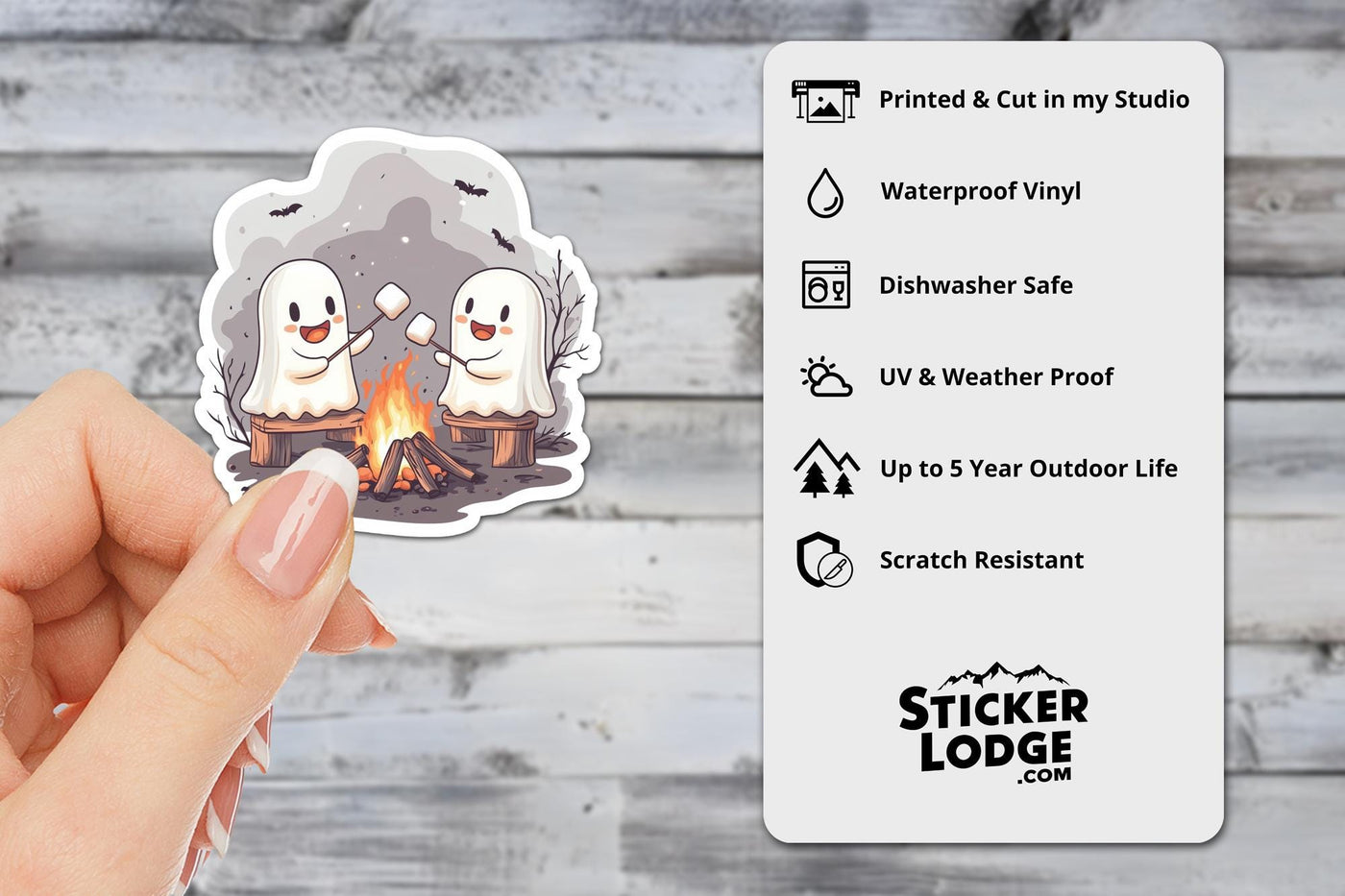 Halloween Ghost Campfire Vinyl Sticker