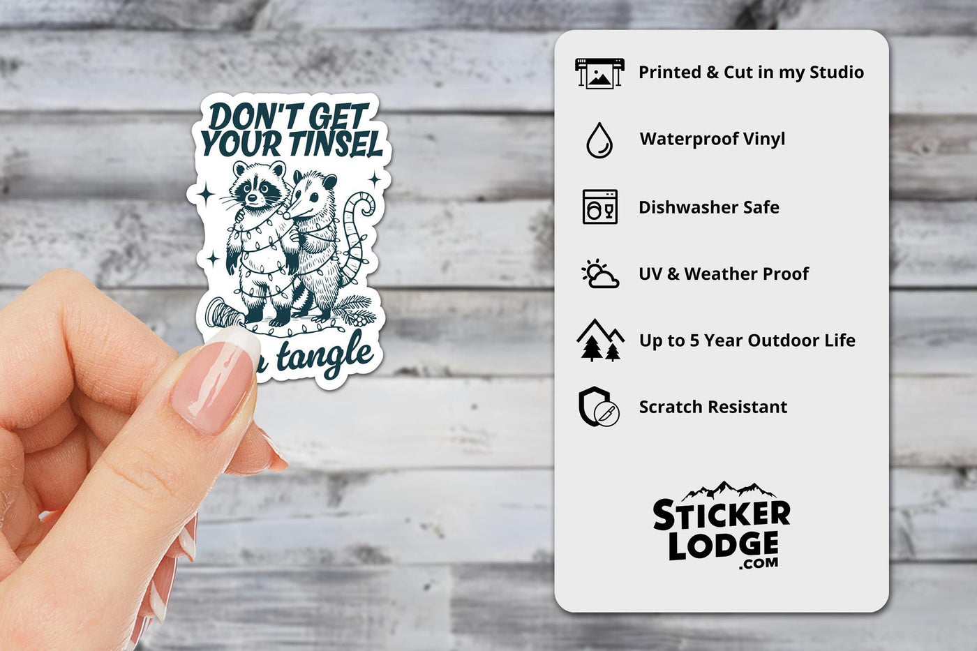 Don't Get Your Tinsel In A Tangle Vinyl Sticker