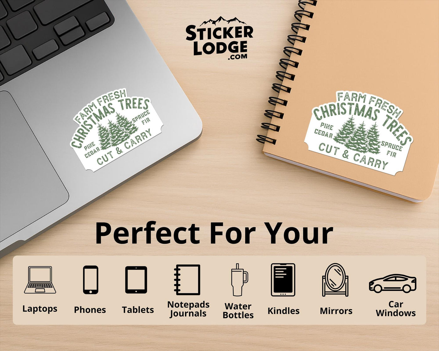Farm Fresh Christmas Trees Vinyl Sticker