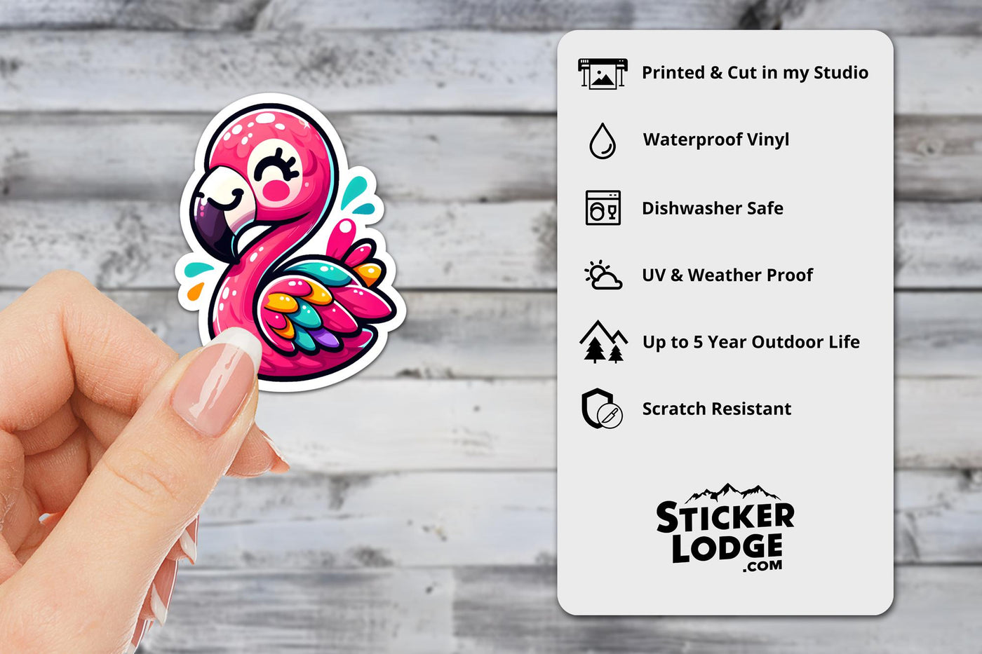 Kawaii Flamingo Vinyl Sticker